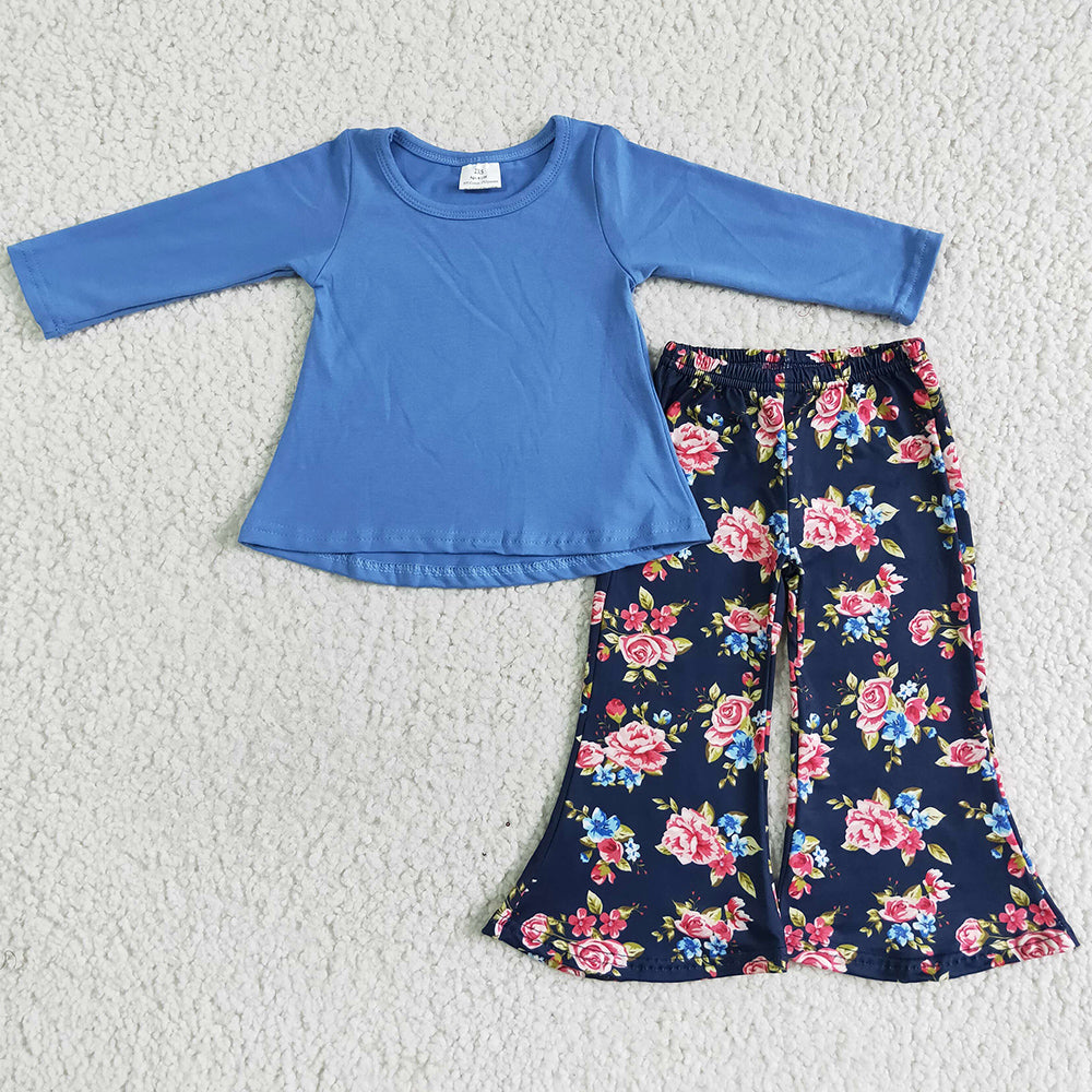 Boutique Girls Clothing Flower Print Kids Fall Outfits 6 A25-3