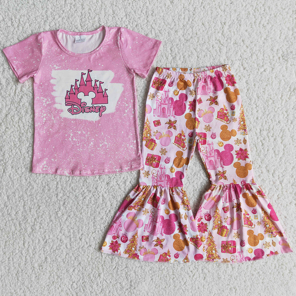 Wholesale Baby Girl Clothes Pink Cute Girls Toddler Outfits Boutique Kids Clothes Girls Bell Pants Set E6-30