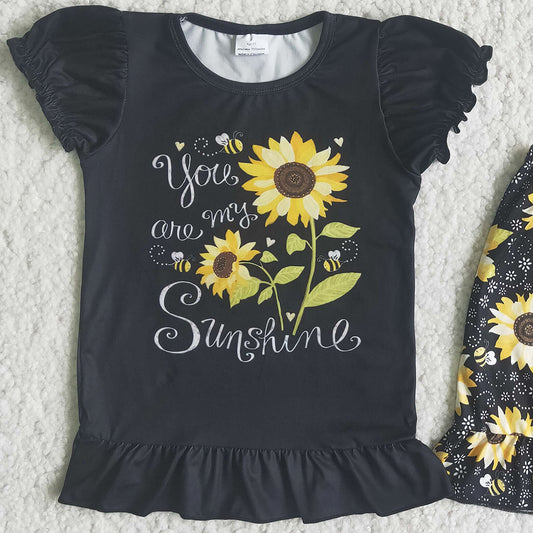 Fashion Baby Girls Clothes Sunflower Boutique Girls Clothing Wholesale Kids Clothing C10-4