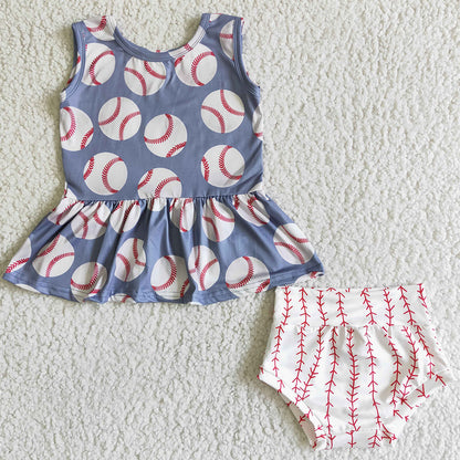 Baby Girls Bummies Set Baseball Kids Clothes Girls Bummies Short Outfits GBO0005 3.8