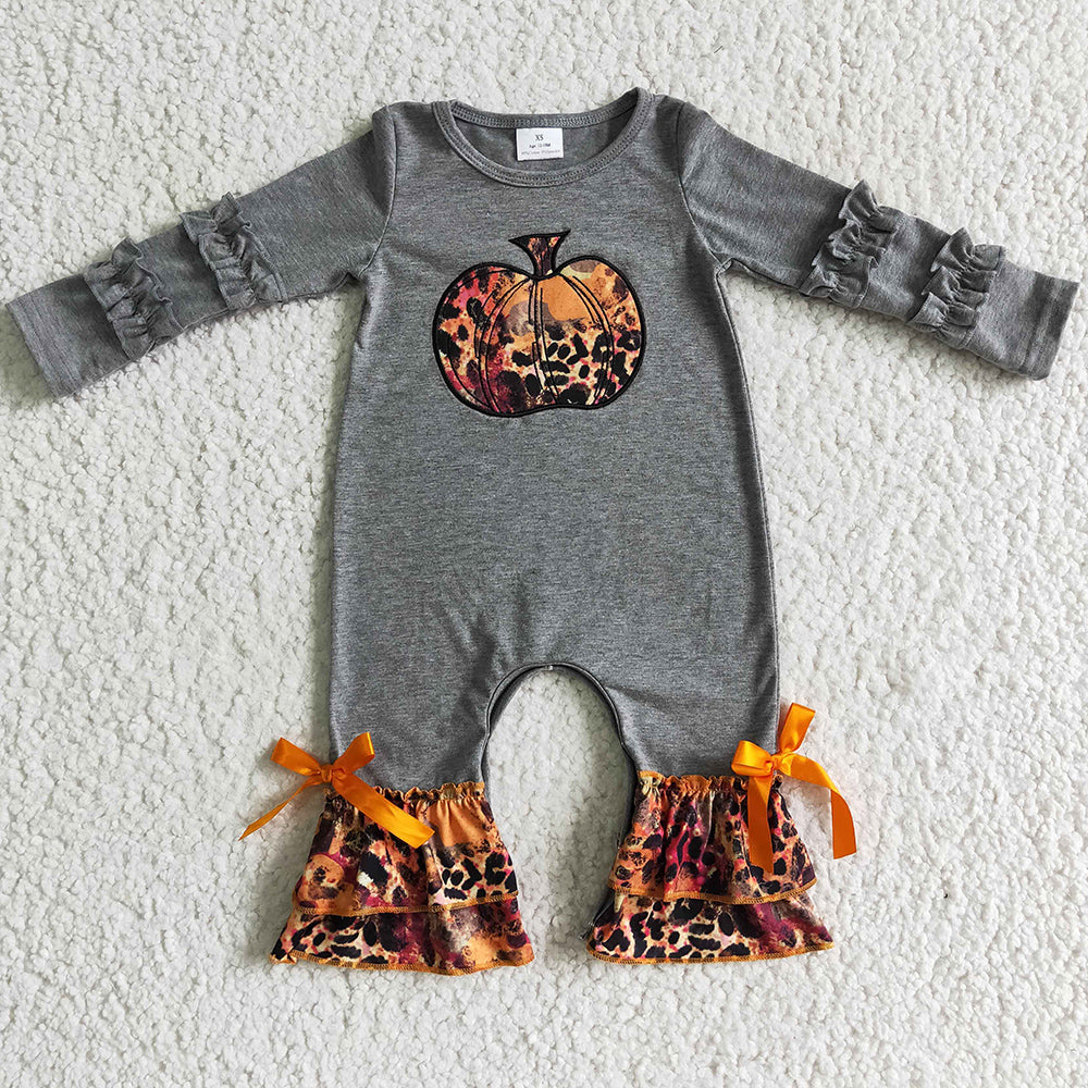 Halloween Girls Rompers Pumpkin Embroidery Boutique Baby Romper LR0139