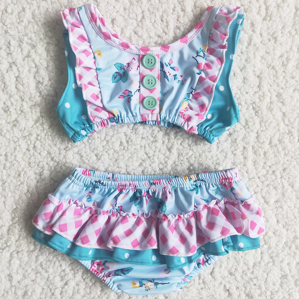 Fashion Baby Girl Swimsuit Boutique Girl Swimwear Flower Printed Wholesale Girl Swimsuits A6-4