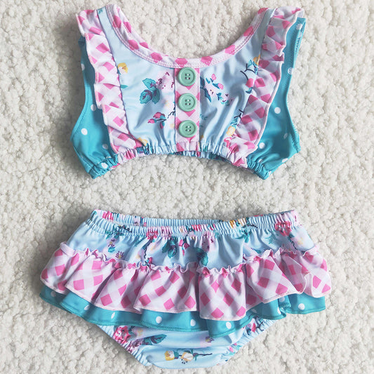 Fashion Baby Girl Swimsuit Boutique Girl Swimwear Flower Printed Wholesale Girl Swimsuits A6-4