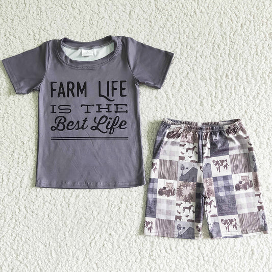 New Design Baby Boy Clothes Summer Boutique Toddler Boys Clothes Set Farm Life Kids Clothing Boys Outfits BSSO0029