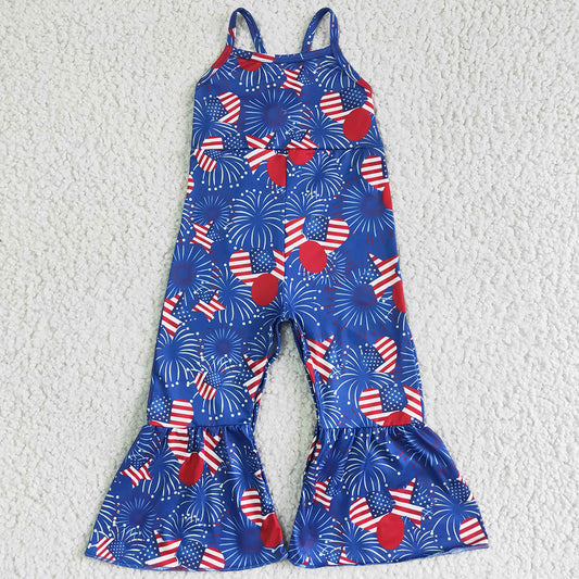 July 4th Baby Girls Jumpsuit Star Print Fashion Girls Summer Clothing Jumpsuit Suspender Fashion Infant Baby Holiday Jumpsuit SR0056