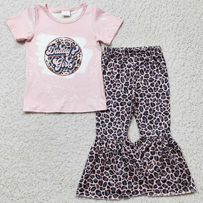 Girls Clothes Leopard Bell Bottom Outfits Daddy`s Girl Boutique Clothing Set LR0221 GSPO0219 4.1