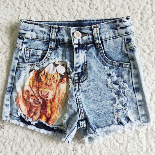 New Fashion Baby Girl Denim Shorts Summer Western Style Girls Jeans High Quality Boutique Toddler Girls ShortsJeans SS0024