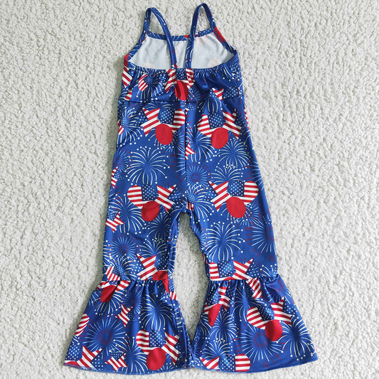 July 4th Baby Girls Jumpsuit Star Print Fashion Girls Summer Clothing Jumpsuit Suspender Fashion Infant Baby Holiday Jumpsuit SR0056