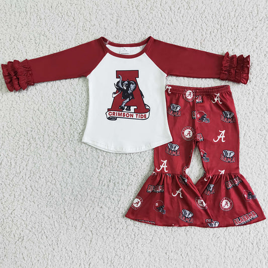 Boutique Baby Girl Clothes Set Long Sleeve Bell Bottom Pants Outfits 6 A25-1