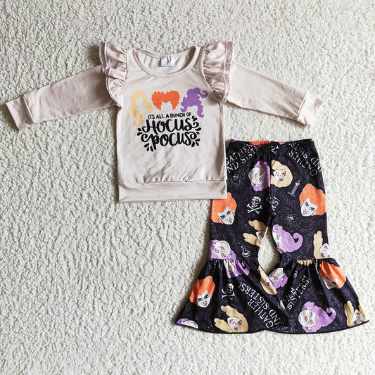 Halloween Boutique Girls Clothing Fall Girls Bell Bottom Outfits GLP0228
