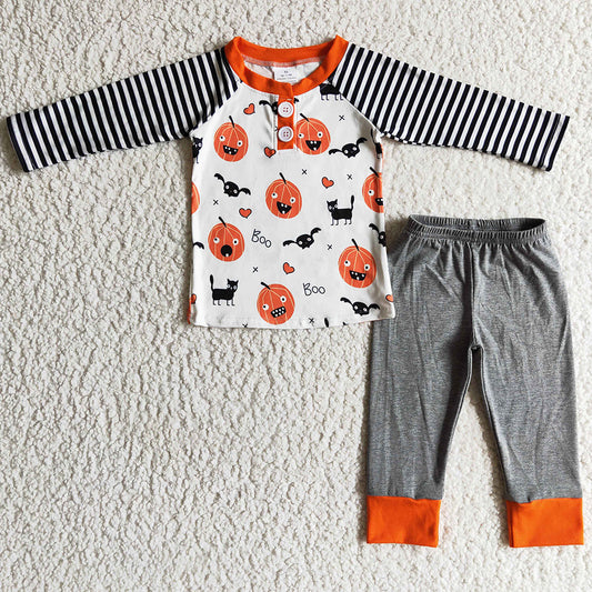 Pumpkin Print Infant Baby Boys Romper Halloween Clothing Jumpsuit LR0140