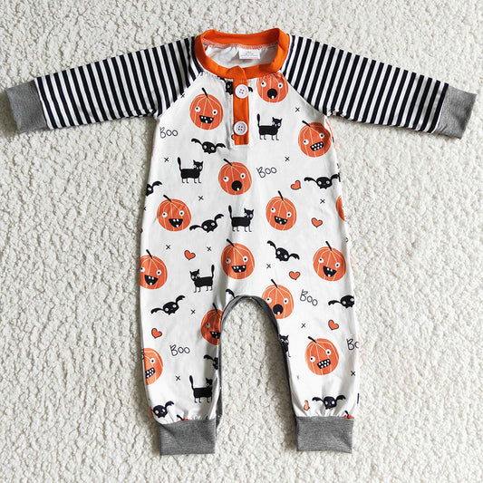 Pumpkin Print Infant Baby Boys Romper Halloween Clothing Jumpsuit LR0140