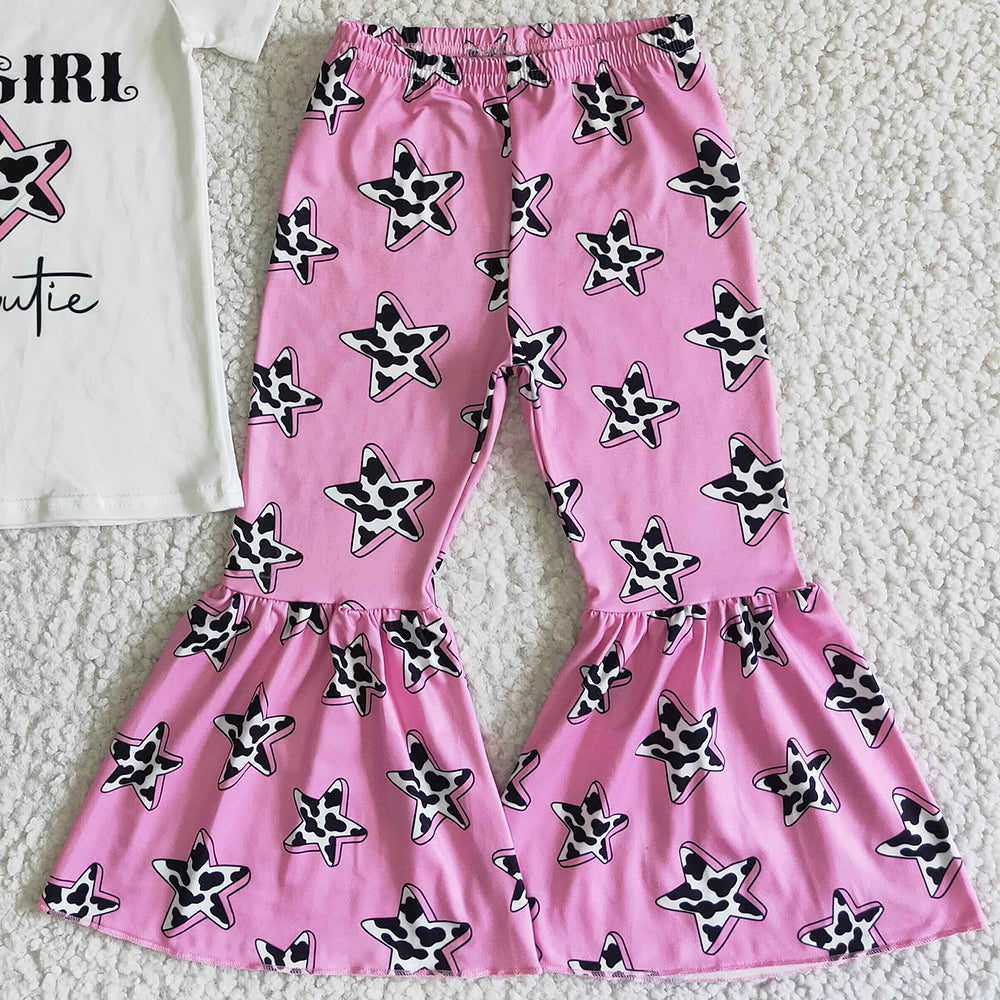 New Arrival Baby Girl Clothes Spring Short Sleeve Bell Pants Set Cowgirls Fashion Kids Clothes Girls Boutique Outfits Wholesale GSPO0044