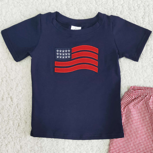 Boys Boutique Clothing National Flag Embroidery Toddler Baby Boys July 4th Clothing Kids Outfits A12-23