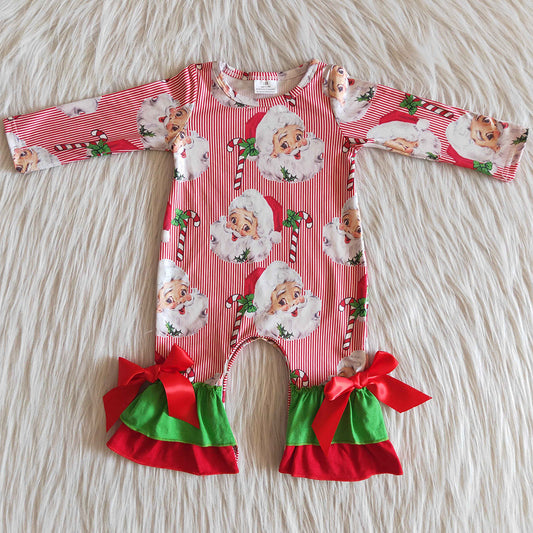 Christmas Infant Baby Girl Romper Santa Claus Print Cute Girls Rompers 6 A2-30