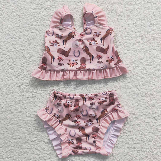 Boots Horse Print Girls Swimsuit S0107