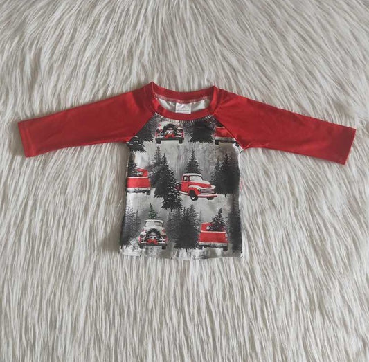 Christmas Baby Girl Clothes Set Matched Boys T-Shirt Christmas Tree Truck Boutique Kids Clothes Girls Outfits 6 A19-11