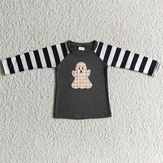 Halloween Boys T-shirt Ghost Embroidery Boutique Baby Boy Clothes Top GLP0180 BT0063