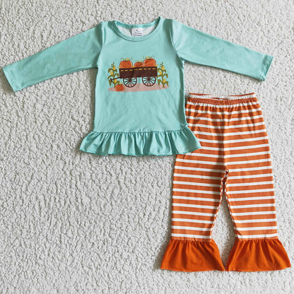 Pumpkin Print Boys Long Sleeve T-shirt Kids Clothing GLP0069 LR0046 BT0030