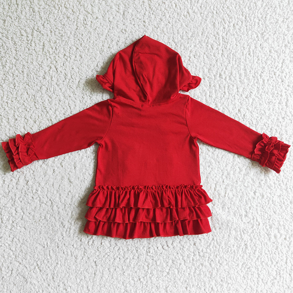 Red Girls Coat Hoodie Top Jacket Cotton GT0019