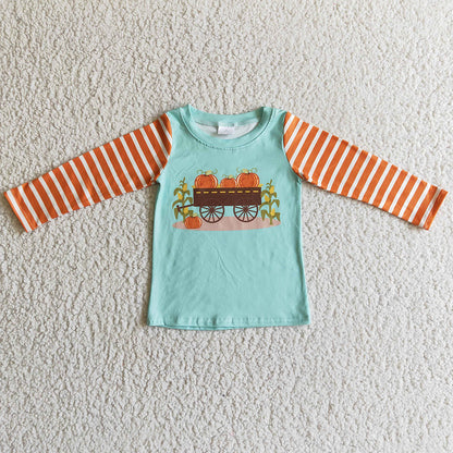 Pumpkin Print Boys Long Sleeve T-shirt Kids Clothing GLP0069 LR0046 BT0030