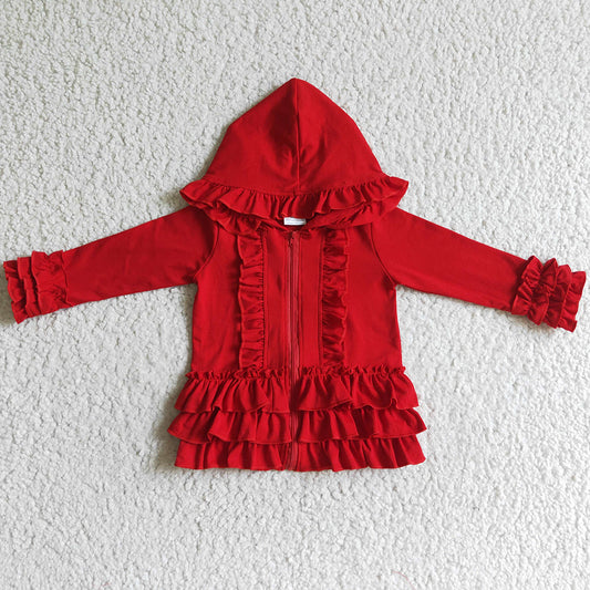 Red Girls Coat Hoodie Top Jacket Cotton GT0019