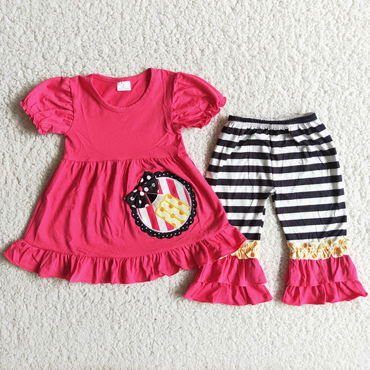 Hot Sale Baby Girl Clothes Back to School Embroidery Boutique Girls Clothing Toddler Outfits C10-23