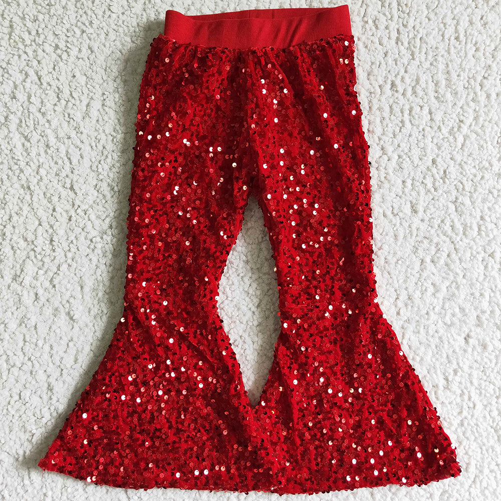 Fashion Baby Girl Clothes Merry Christmas Outifts Long Sleeve Girl Hoodie Top Sequins Bell Pants Set Boutique GT0060 B4-11