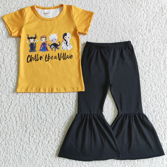 Boutique Girls Clothes Halloween Kids Short Sleeve Bell Pants Set A1-15