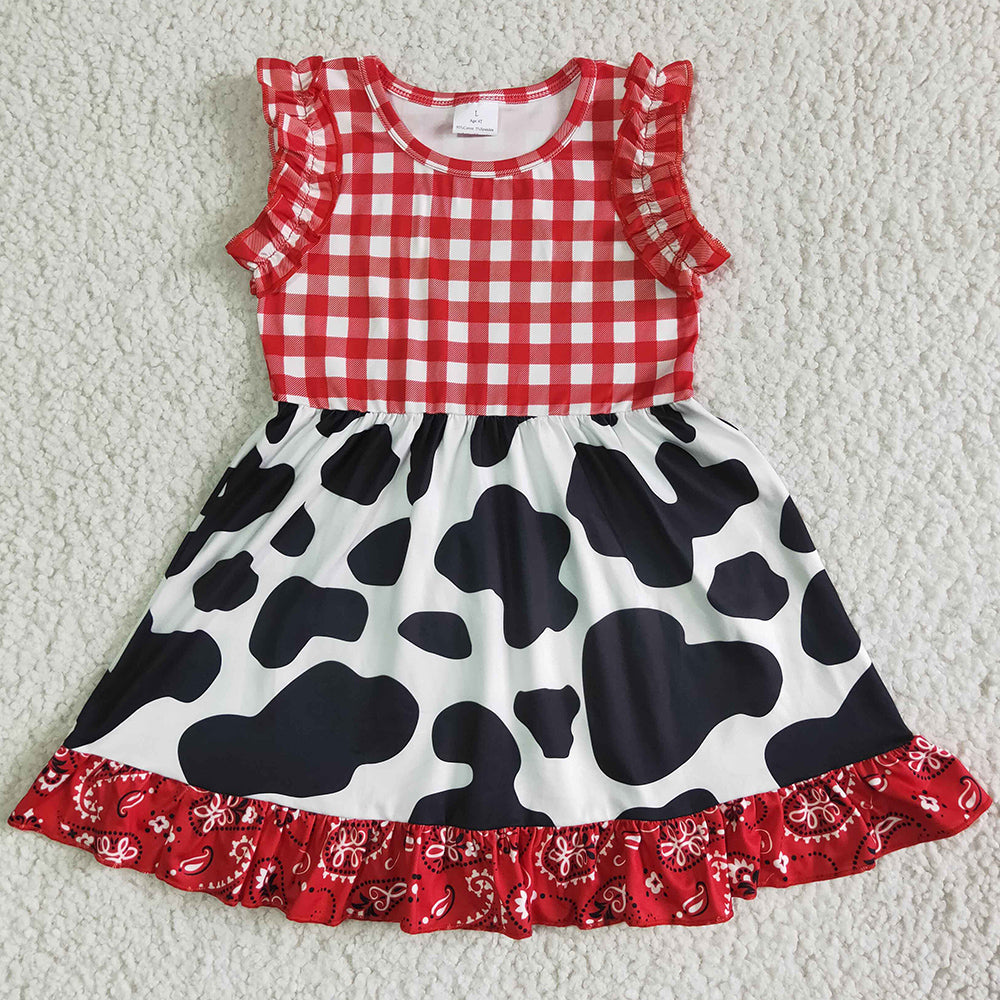 Fashion Baby Girl Clothes Dress Cow Print Cute Girls Dresses Sleeveless Boutique Girls Dress Wholesale GSD0015