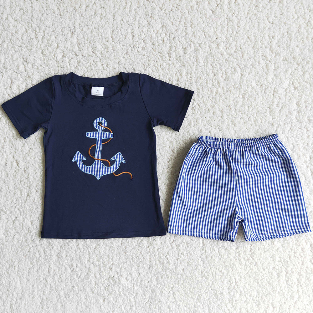 Toddler Baby Boy Clothes Embroidery Kids Boutique Clothing Boys Summer Outfits D12-17