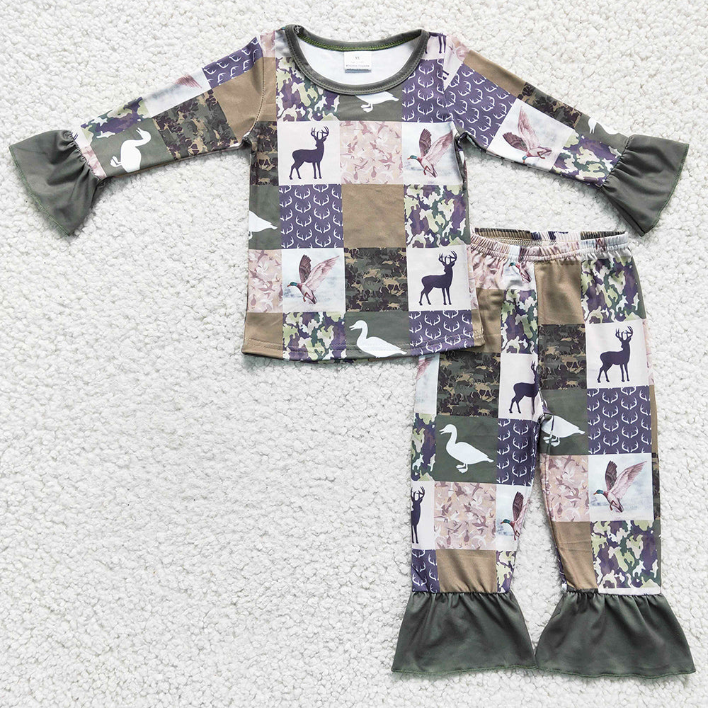 Hot Sale Toddler Girls Pajamas Long Sleeve Sleepwear Set GLP0318 BLP0132