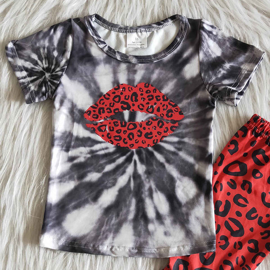 RTS Baby Girls Clothes Boutique Short Sleeve Tee Shirt Top Love Leopard Bell Bottom Pants Fashion C10-11