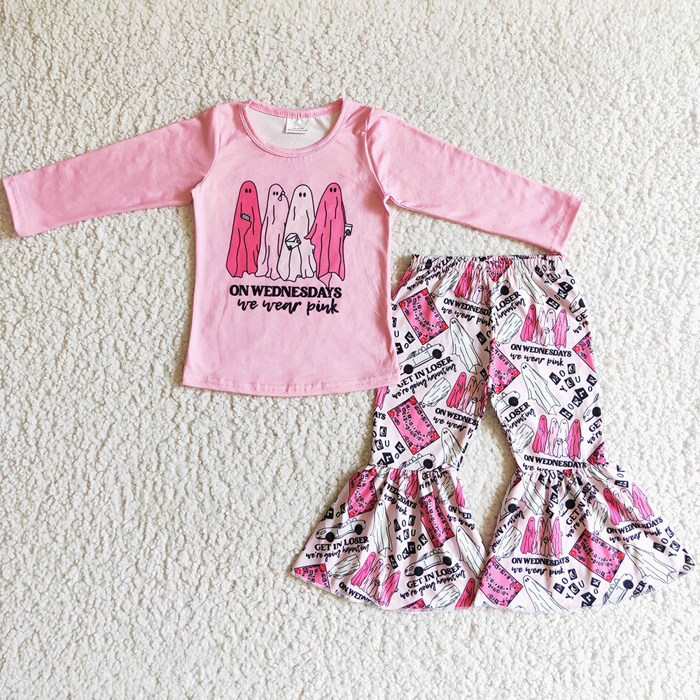 Hot Sale Toddler Girls Clothes Set Ghost Halloween Girls Boutique Outfits GLP0173