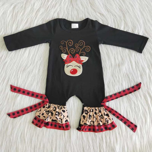 Infant Baby Girls Romper Deer Embroidery Boutique Girls Christmas Clothing 6 B11-9