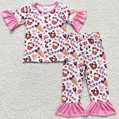 Boutique Baby Girls Pajamas for Happy Birthday Boutique Short Sleeve Long Pants Sleepwear Set GSPO0306 BSPO0047