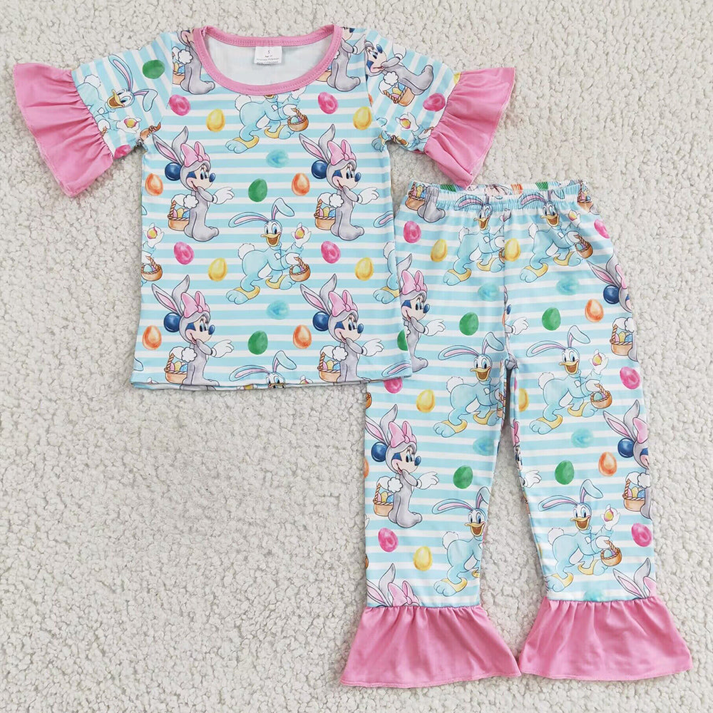 Easter Day Girls Pajamas Short Sleeve Pants Sleepwear Set Boutique Baby Girl Nightwear GSPO0313