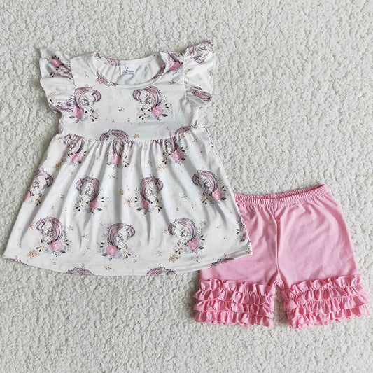 Summer Baby Girls Clothes Short Sleeve Icing Shorts Girls Boutique Outfits Wholesale Kids Clothing A6-9-1