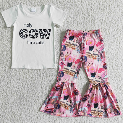 Western Style Baby Girl Clothes Boutique Bell Bottom Outfits GSPO0033