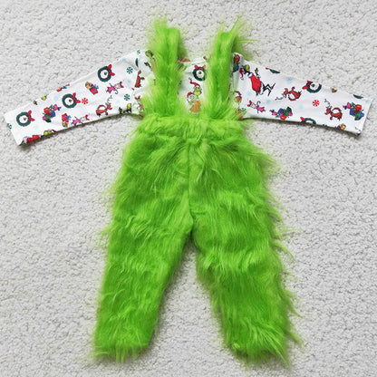 Christmas Boys Clothes Suspender Pants Set Boutique Outfits 6 B0-4
