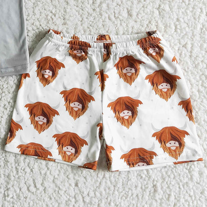 New Fashion Kids Designer Clothes Boys Summer Outfits Cute Baby Boy Clothes Set Cow Print Wild Child Kid Boys Clothing BSSO0004