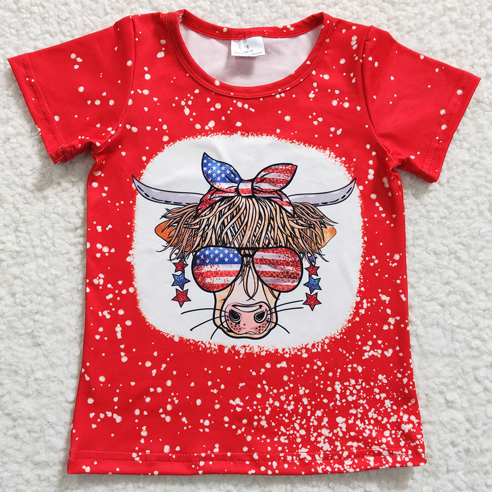 Fashion Girls Clothes Cow Star Print Jeans Bell Pants Set July 4th Boutique Kids Clothing GSPO0408