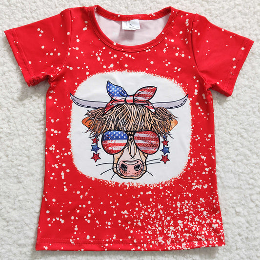 Fashion Girls Clothes Cow Star Print Jeans Bell Pants Set July 4th Boutique Kids Clothing GSPO0408