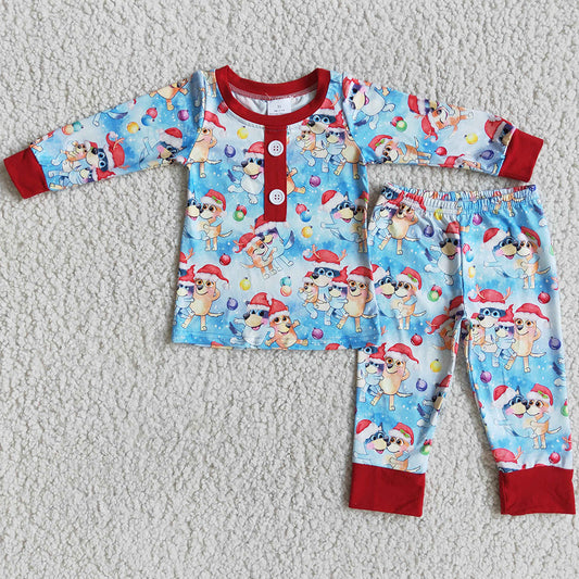 Boutique Baby Boys Pajamas Set Christmas Kids Sleepwear Fall Long Sleeve Cartoon Print Cute Boys Girls Pajamas Sibling Outfits 6 B11-24