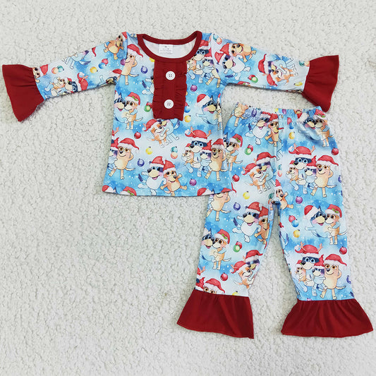 Boutique Baby Boys Pajamas Set Christmas Kids Sleepwear Fall Long Sleeve Cartoon Print Cute Boys Girls Pajamas Sibling Outfits 6 B11-24