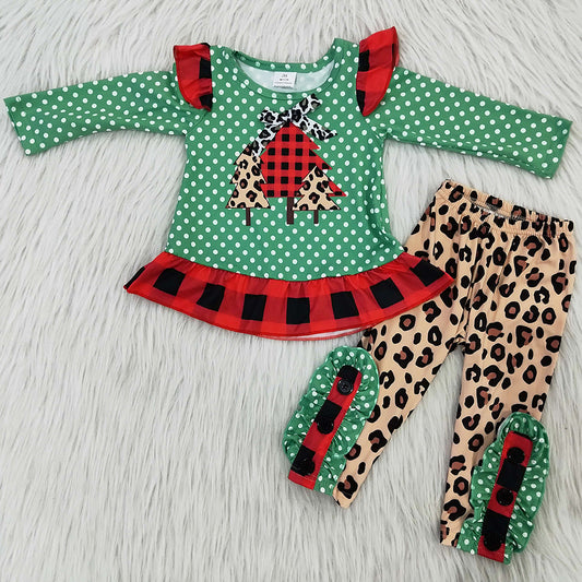 Boutique Baby Girls Clothes Set Christmas Tree Print Cute Toddler Girls Clothes Romper 6 B8-17