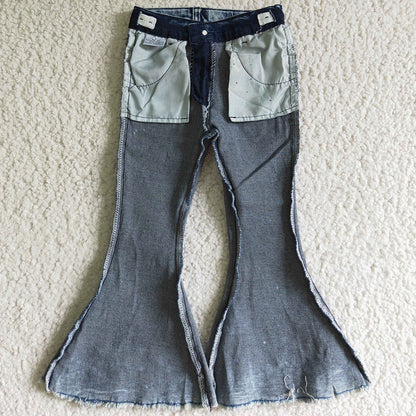 New Arrival Baby Girls Jeans Bell Bottom Pants High Quality Kids Girls Denim P0008