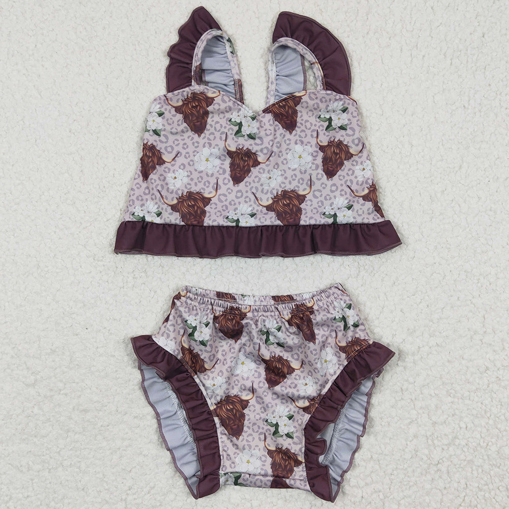 Cow Print Baby Girls Swimwear Swimsuit S0103