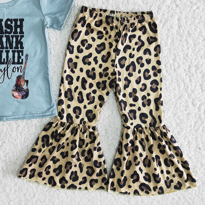 Wholesale Baby Girls Clothes Leopard Bell Pants Set Fashion Kids Clothes Girls Boutique Outfits Wholesale Children Clothing Set D9-13