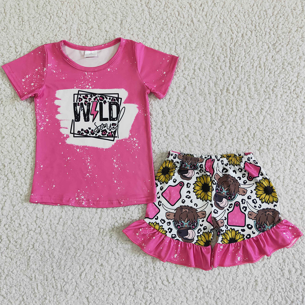 Hot Sale Fashion Baby Girls Clothes Set Wild Child Sunflower Cute Girls Clothing Outfits GSSO0067